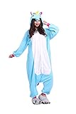 iDattel Pyjama Tieroutfit Tierkostüme Schlafanzug Tier Onesize Sleepsuit mit Kapuze Erwachsene Unisex Jumpsuits Overall Damen Herren Pyjama Fleece, Einhorn, M:161-168