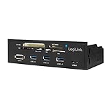 LogiLink UA0341 - 5,25' Multifunktions Panel mit: integriertem Kartenleser (M2, MS, SD, micro-SD, XD, CF) / USB 3.0 Hub (3-Port) / USB-C / eSAT