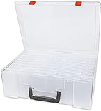 Foto-Aufbewahrungsbox mit 18 transparenten 10,2 x 15,2 cm großen Innen-Fotokoffer Foto-Aufbewahrungshülle Foto-Organizer Tasche Foto-Bastelbox (weiß)