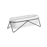 Amazon Basics Pflanztopf für den Tisch, oval, Weiß / Schw