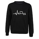 dPois Mädchen Sweatshirt Baumwolle Pullover Hoodies Langarmshirt Ohne Kapuze Freizeit Casual Shirt Oberteil Einfarbig Kinder Herbst Frühling Outfits Schwarz_Herz 98-104/3-4 J