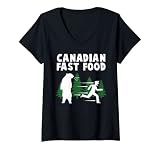 Damen Lustiger Bär Gonna Eat You Canada Fast-Food-Geschenkidee T-Shirt mit V
