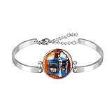 Edelstahl-Charm-Kette, verstellbare Größe, Armband, blauer Briefkasten an der Wand, für Damen und M