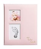 Pearhead Linen Baby Erinnerungsbuch und Clean-Touch Stempelkissen, Baby-Meilensteine-Fotoalbum, R