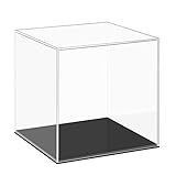 Cliselda Acryl Vitrine Schaukasten mit Schwarzer Basis für Modellautos, Figuren | 13 x 13 x 13cm | Transp