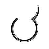 Piercingfaktor Universal Piercing Segmentring Scharnier Clicker Segment Ring Septum Tragus Helix Ohr Nase Lippe Nasenring Schwarz 0,8mm x 6