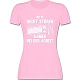 Nerd Geschenke - Bitte Nicht stören Gamer bei der Arbeit - weiß - XL - Rosa - T-Shirt - L191 - Tailliertes Tshirt für Damen und Frauen T-S