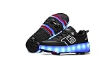 Aizeroth USB Aufladen LED 7 Farbwechsel Mit Vier Räder Blinkend Schuhe Automatisch Räder Skateboardschuhe Outdoor Fitnessschuhe Gymnastik Laufschuhe Sneakers für Jungen M