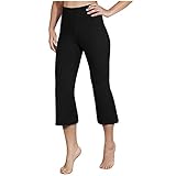 Vectry Damen Caprihose 3/4 Lang Hose Stretch Jogginghose Sporthose Joggers Leicht Luftig Sommerhose Freizeithosen Laufhose Training Tights Fitness Capri Yoga Pants Schwarz M