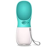 MalsiPree Hundewasserflasche, auslaufsicherer tragbarer Welpenwasserspender mit Trinkfutterautomat für Haustiere im Freien, Wandern, Reisen, Kunststoff in Lebensmittelqualität (350ML, Blau)