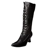 Stiefeletten Gothic Damen Mit Absatz Overknee Stiefel Retro Spitze Stretch Boots Pumps Elegante Vintage Plateau Stiefel mit Blockabsatz Reitstiefel Stiefeletten Absatz Schnürung Langschaft S