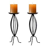 XYLUCKY Set Aus 2 Modernen Eisen-Säulenkerzen-Kerzenhalter 12' Dekorativer Kerzenständer Für Hochzeit Zu Hause, Dinner-Party, Dreiecksständer Für Stumpenkerzen-B