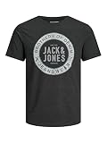 Herren Jack&Jones Designer Rundhals T-Shirt JJEJEANS Modern Art Kurzarm Jersey Baumwolle Shirt, Farben:Dunkelgrau, Größe T-Shirt:XXL