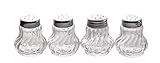 APS Ministreuer, Salz - und Pfefferstreuer, 4er Set Glas- Ministreuer mit Edelstahldeckel für Salz und Pfeffer, 3,5 x 3,5 cm, Höhe 4