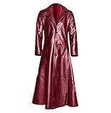 Herren-Trenchcoat, einreihig, Lederjacke, Windschutz, Winter, PU-Leder, Business-Übermantel, rot, XXXXX-Larg
