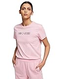 KARL LAGERFELD Womens Rhinestone Logo T-Shirt, Pink, L