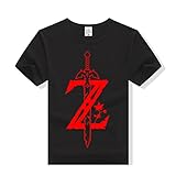 Wolyzz The Legend of Zelda T-Shirt Schwarz Baumwoll (S-XXXL) - für The Legend of Zelda Breath of The Wild Fans Geschenk Halloween Karneval Cosplay Unisex (Schwarz, XXXL)