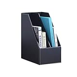 WYZQ Aufbewahrungsbox Mehrschichtiger Aktenhalter aus Leder Bürobedarf Desktop-Aufbewahrungsbox Datenrahmen (Schwarz, 27cm),Aufbewahrungsorg