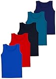 LOREZA ® 5 Jungen Unterhemden Baumwolle Tank Top - Basics (140-146 (10-11 Jahre), Modell 4-5er Pack)