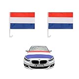 Sonia Originelli Aut-Fan-Paket EM Niederlande Netherlands Fußball Flaggen Außenspiegel Motorhaubenüberzug Größe Fan-Set-10