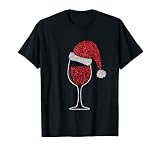 Glas Rotwein Mit Weihnachtsmütze Lustiges Wein T-S
