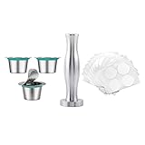 sharprepublic Nachfüllbare Kaffee Kapsel, Espresso Schoten Kaffee Pulver Hammer Kaffee Tamper Löffel Pinsel für Küche Werkzeug