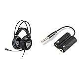 Sharkoon Skiller SGH1 Stereo Gaming Headset (für PC, PS4, 50-mm-Lautsprecher, Extra-Große Ohrpolster) schwarz & PMP35 - TRRS Audio Combo Adapter für Gaming Headsets, schw