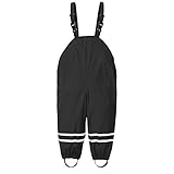 GEU 92-128 Unisex Kinder Regenhose Wind- und wasserdichte Regenlatzhose Atmungsaktiv Matschhose Outdoor Latzhose Skihose Wanderhose mit Hosenträgern für Mädchen Jung