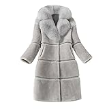 Eaylis Frauen-Faux-Mantel-elegante dicke warme Mode-Oberbekleidung lange gefälschte Jacke, Übergangsjacke Blazer für Frauen Parka Langer Cardigan Freizeit Business Steppjacke Winterjack