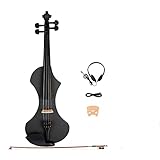 ZYZYZY 4/4 Elektrischer Stille Violine Pickup Vorverstärker Brasilienholz Bogen Kopfhörer Tragen Sie Hülle Audiokabel-Schwarz Violine in voller Größ