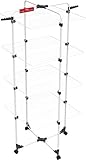 Vileda Mixer 4 Wäscheständer Turm, 40m Leinenlänge, 4 Ebenen für 4 Waschladungen, Flex-Gelenk, rollbar, 5 x 163.5 x 71 cm, Stahl, Eco-Verpackung