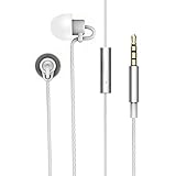 Auleset Universeller In-Ear-Stereo-Kopfhörer mit Mikrofon, kompatibel mit iPhone und Android, PC-Gaming, MP3-Player, silberfarb