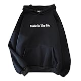 MEITING Damen Sweatshirt Pullover Teenager Mädchen Hoodie Herbst Winter Hoodie Frauen Pullover Oberteile Langarmshirt Kapuzenpullover Mode Bequem Casual Pulli mit Kordel und T