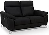 Ibbe Design Schwarz Stoff 2er Sitzer Relaxsofa Couch mit Elektrisch Verstellbar Relaxfunktion Heimkino Sofa Doha mit Fussteil, Federkern, 162x96x101