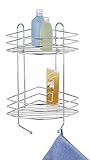 WENKO Exclusiv Eckregal 2 Etagen - 2 Haken, Stahl, 23 x 43 x 30.5 cm, C