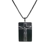 coai Geschenkideen Religiöses Kreuz mit Jesus Anhänger aus Obsidian Jesus Kreuzigung