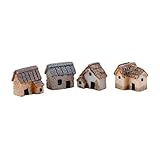 WINOMO 4 STÜCKE Mini Haus Deko Miniatur Garten Landschaft DIY Blumentopf Bonsai Handwerk Dek