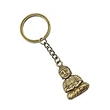 ANWUYANG Foxi 1 Stücke Mini Buddha Statut Schlüsselanhänger, Tathagata Meditieren Buddha Anhänger Metallkette, Männer Auto Geschenk Souvenirs Keychain (Color : Bronze)
