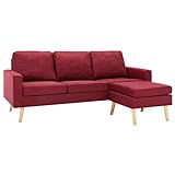vidaXL Sofa 3-Sitzer mit Hocker Couch Polstersofa Loungesofa Stoffsofa Sitzmöbel Wohnzimmersofa Sofagarnitur Designsofa Weinrot S