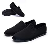Dytxe-shelf Herren Slip On Casual Kampfsport Tai Chi Schuhe Kung Fu Hausschuhe Leinwand Fitness Sporthalle Freizeitschuhe Gummisohle Unisex Schwarz Zwei Stück