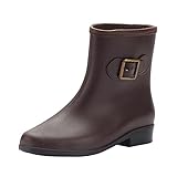 BAOFUBA Regenstiefel Damen Outdoor rutschfeste wasserdichte Mode Round Toe Kurze Stiefel Middle Tube Kurze Stiefeletten Low Heeled Buckle Winterstiefel Herbst und Winter Kurze S