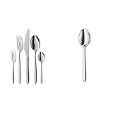 WMF Sydney Edelstahl Besteck Set 6 Personen, Essbesteck Set 30 teilig, Monobloc-Messer, Cromargan Edelstahl poliert & Sydney Tee-/ Kaffeelöffel, 13,2 cm, Cromargan Edelstahl p