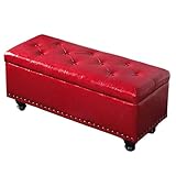Sitzbank mit Stauraum, Sitzhocker faltbar, Truhenbank belastbar bis 300kg, Polsterbank aus PU-Leder, Sitzbox mit Deckel, Sitztruhe Farbewahl, Aufbewahrungshocker(Silber grau,40x40x43cm/15.7x15.7x16.9