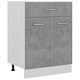 vidaXL Schubunterschrank mit 2 Regalböden 1 Schublade Schrank Küchenzeile Küchenmöbel Unterschrank Küchenschrank Betongrau 60x46x81,5cm Spanp