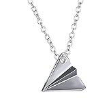 Cute Small Paper Airplane Charm Necklaces Fashion Classic One Direction Harry Styles Paper Airplane Necklace Alloy Pendant Necklace with18 Cable Chain Jewelry for Women Mens (Silver)