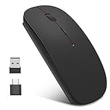 EasyULT Wireless Mäuse Wiederaufladbar Kabellose Maus, 2.4GHz Aufladung Funkmaus, Geräuschlose Schnurlos Optische Mouse mit USB Empfänger für PC/Tablet/Laptop (Schwarz)