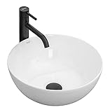 VBChome Waschbecken 36 cm klein Keramik Oval Waschtisch Rundes Handwaschbecken AUFSATZWASCHBECKEN WASCHSCHALE GÄSTE WC (ST)