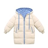 Styledress Mantel Mädchen mit Fellkapuze Lang Winterjacke mit Hut Outerwear Oberbekleidung Verdichte Kinderjacke Wintermantel Mantel Park