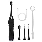 Rnitle Zahnreinigung Set,Zahnreinigungsset für Pflege von Zahn Zuhause,Plaqueentferner Elektrisch mit 1 Austauschbare Reinigungsköpfe,4 einstellbare Modi,USB -Wiederaufladbar(Schwarz)