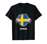 Schwedische Flagge Herz Seele Schweden Fußball Fan Trikot T-S